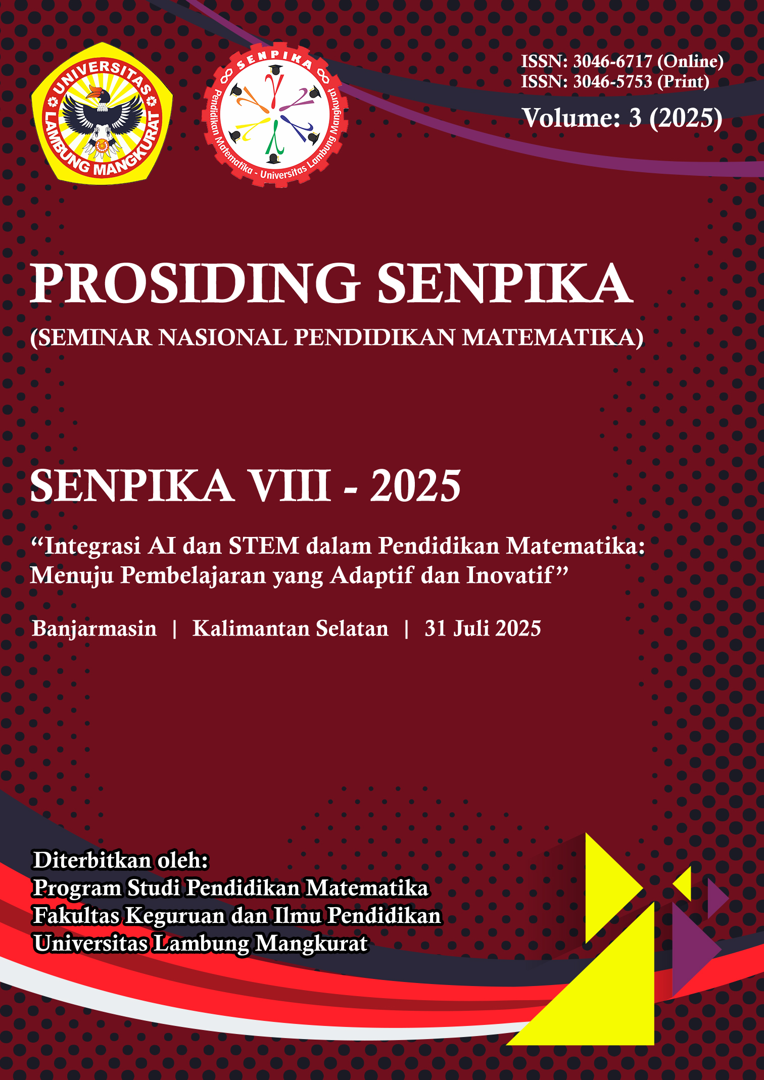 					View Vol. 3 (2025): PROSIDING SEMINAR NASIONAL PENDIDIKAN MATEMATIKA (SENPIKA)
				